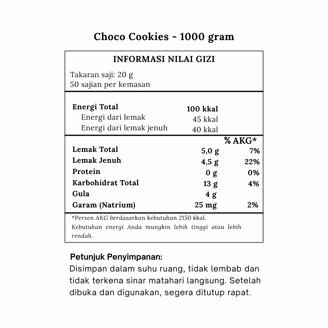 bubuk minuman Choco cookies komposisi bubuk minuman Choco cookies komposisi
