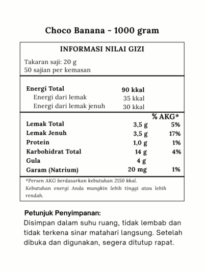 Bubuk Minuman Choco Banana Terbaik 2 Bubuk Minuman Choco banana Komposisi