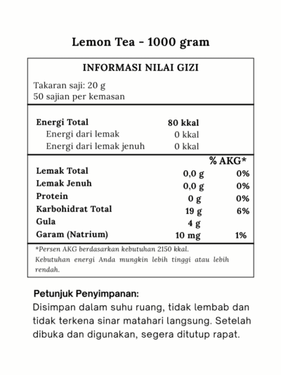 Bubuk Minuman Lemon Tea Terbaik 29 bubuk minuman Lemon Tea komposisi