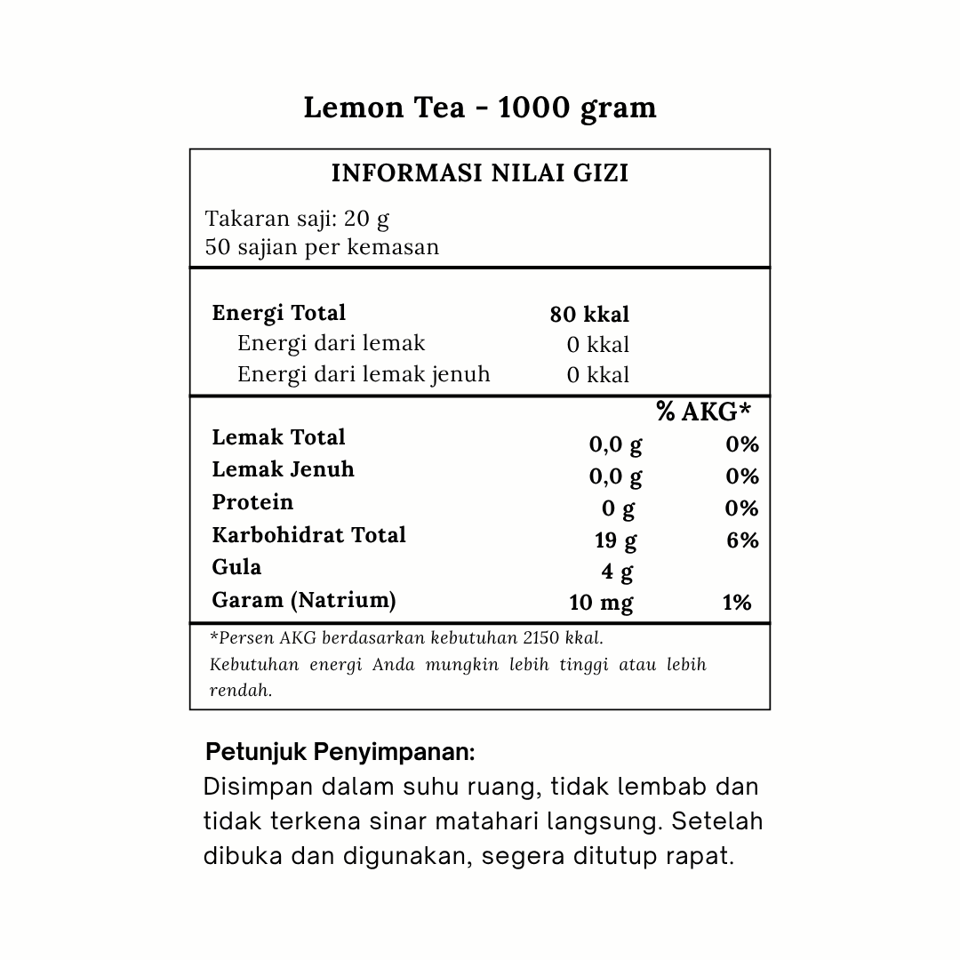 bubuk minuman Lemon Tea komposisi bubuk minuman Lemon Tea komposisi
