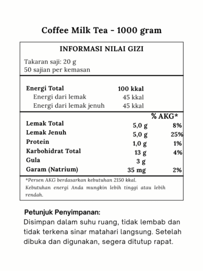 Bubuk Minuman Coffee Milk Tea Terbaik 26 bubuk minuman Coffee Milk Tea komposisi