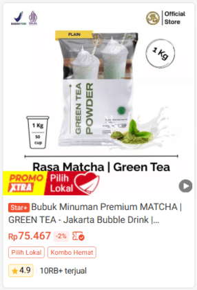 review green tea matcha JBD shopee marketplace