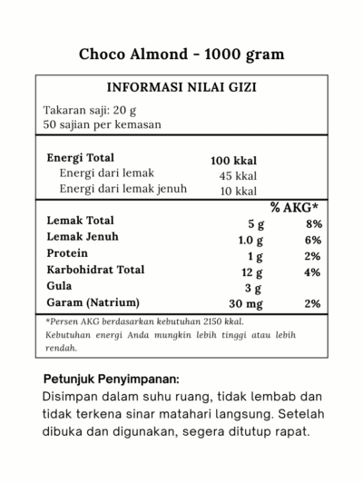 Bubuk Minuman Choco Almond Terbaik 2 Choco Almond komposisi