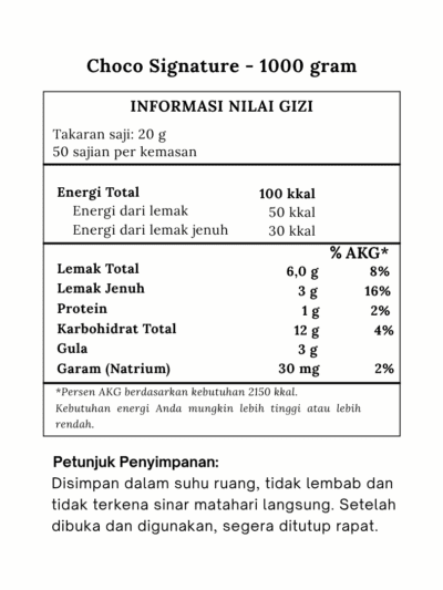 Bubuk Minuman Choco Caramel Terbaik 1 Choco Signature komposisi