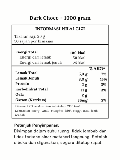 Bubuk Minuman Dark Chocolate Terbaik 7 Dark choco komposisi