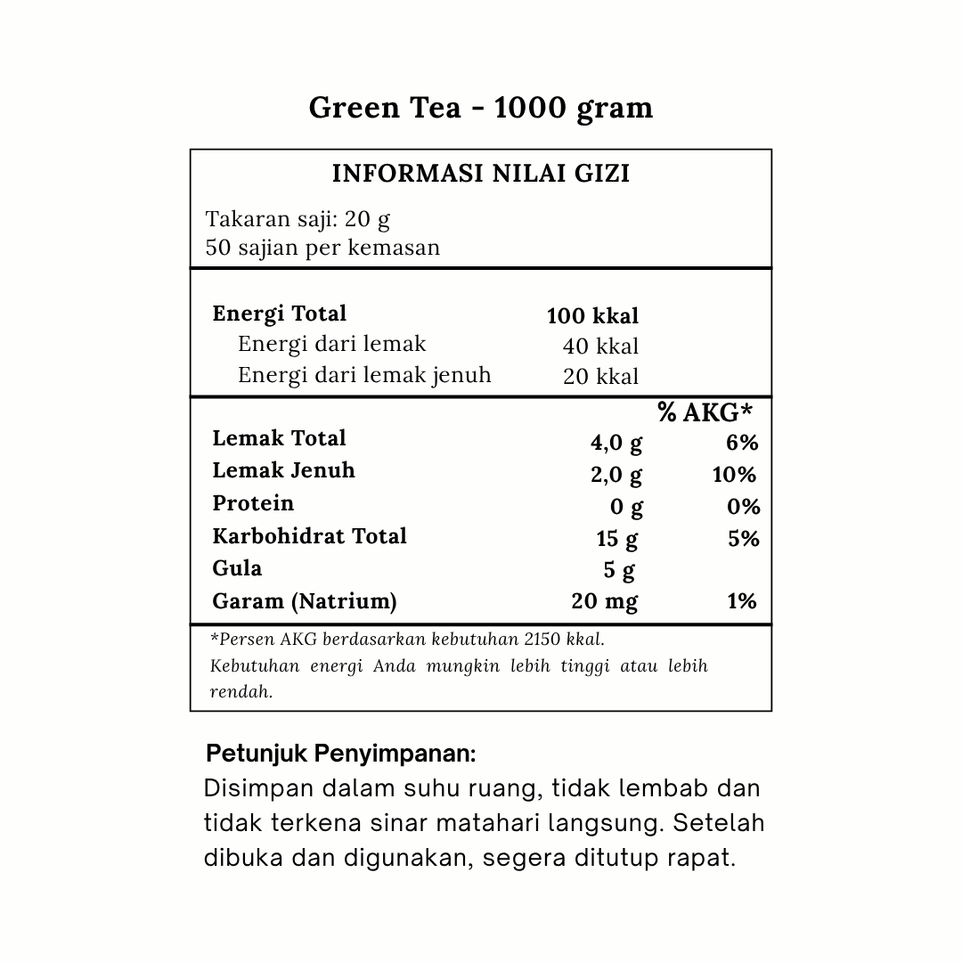 Green Tea komposisi Green Tea komposisi