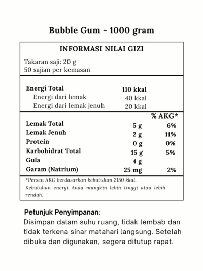 Bubuk Minuman Bubble Gum Terbaik 4 bubble gum komposisi
