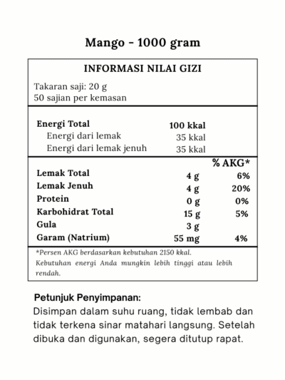Bubuk Minuman Mango Terbaik 3 mango komposisi