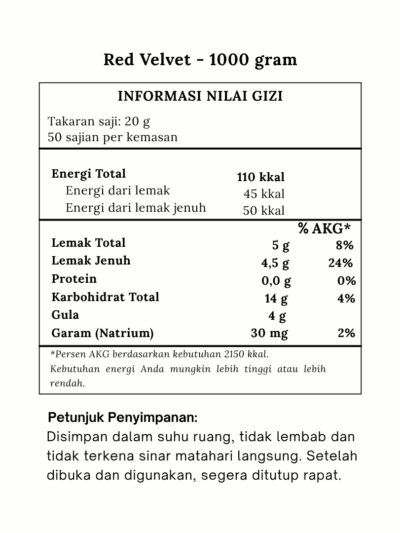 Bubuk Minuman Red Velvet Terbaik 3 red velvet komposisi