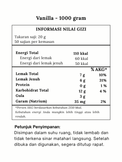Bubuk Minuman Vanilla Terbaik 1 vanilla komposisi
