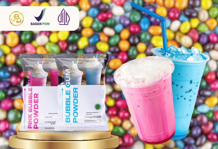 Bubble Gum dan Pink Bubble Gum JBD Dua Varian Bubuk Minuman Rasa Permen Karet Favorit