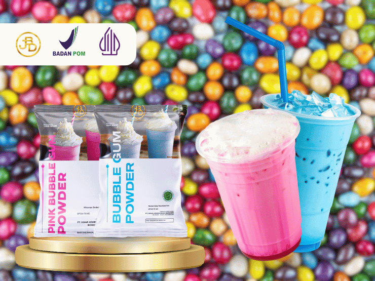 Bubble Gum dan Pink Bubble Gum JBD Dua Varian Bubuk Minuman Rasa Permen Karet Favorit