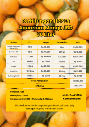 hpp es aquarium 39 liter mango bubuk minuman JBD