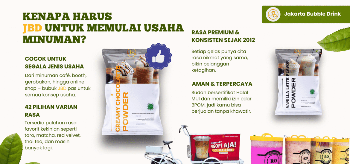 Supplier bubuk minuman JBD untuk umkm, cafe, resto hinggal franchise