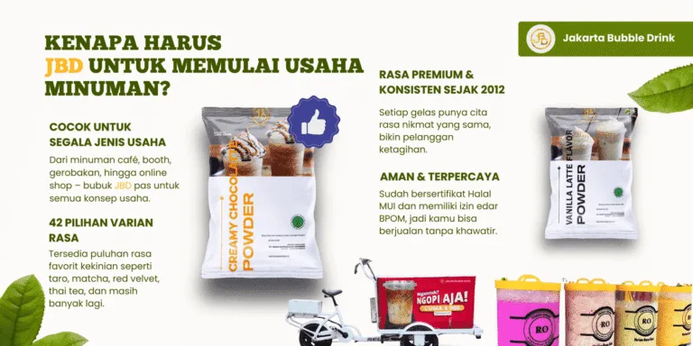 Supplier bubuk minuman JBD untuk umkm, cafe, resto hinggal franchise