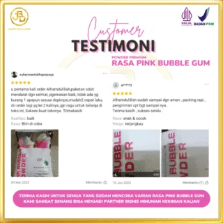 testimoni customer jakarta bubble drink varian pink bubble gum