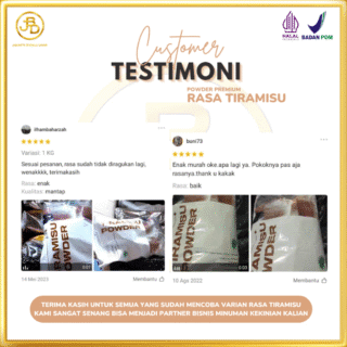 Supplier Bubuk Minuman Premium 72 testimoni customer jakarta bubble drink varian tiramisu
